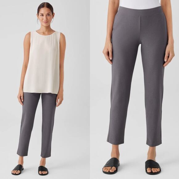 Eileen Fisher Washable Stretch Crepe Pull On Pants Grey Size XL Coastal Grandma - Picture 1 of 12